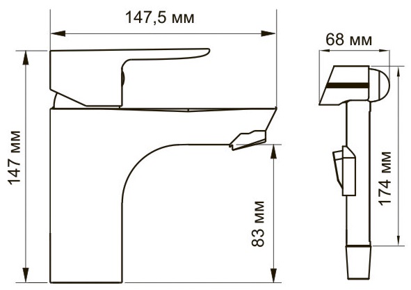 Смеситель WasserKRAFT LEINE 3508 для раковины с гигиеническим душем