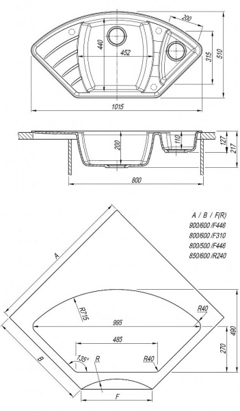 Мойка кухонная из литьевого мрамора Dr. Gans ГАБИ 25.050.E1015.401 101,5*51 см. белый