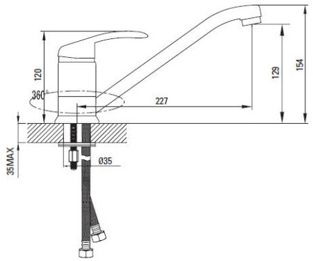 Смеситель IDDIS ALBORG K56001C для кухонной мойки 