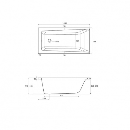 Ванна акриловая Cersanit LORENA 63345 140x70 см. 