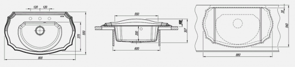 Мойка кухонная керамогранитная Florentina ЭМИЛИЯ 20.340.D0900.102 90*55 см. черный