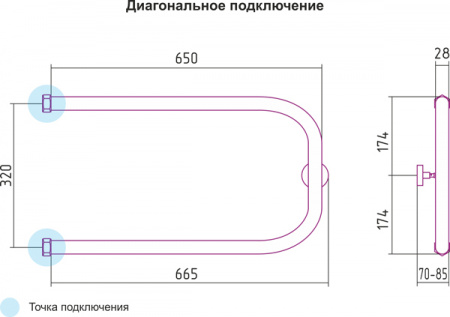 Полотенцесушитель водяной Сунержа П-образный 00-0003-3265 320х650 