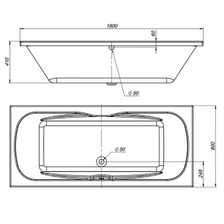 Ванна акриловая Mirsant СОЧИ  180x80 см. 