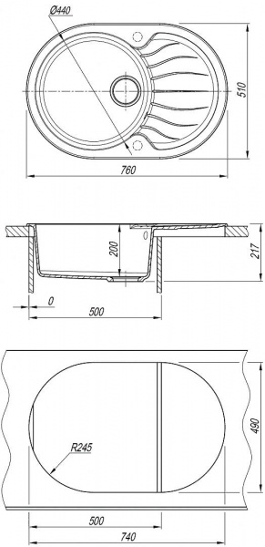 Мойка кухонная из литьевого мрамора Dr. Gans БЕРТА 760 25.040.C0760.406 76*51 см. терракота