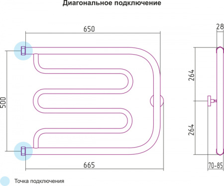 Полотенцесушитель водяной Сунержа ЛИРА 00-0011-5065 500х650 