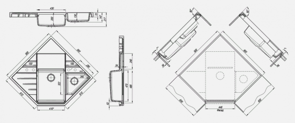 Мойка кухонная керамогранитная Florentina БОМБЕЙ 20.375.J0900.305 90*61 см. грей