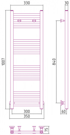 Полотенцесушитель водяной Сунержа МОДУС 00-0250-1030 1000х300 