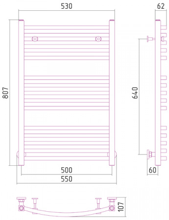 Полотенцесушитель водяной Сунержа АРКУС 00-0251-8040 800х400 