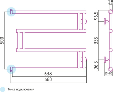Полотенцесушитель водяной Сунержа High-Tech 00-0050-5065 500х650 