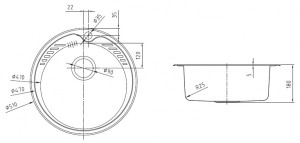 Мойка кухонная из нержавеющей стали IDDIS SUNO SUN51P0i77 51*51 см.  Мойка кухонная из нержавеющей стали IDDIS SUNO SUN51P0i77 51*51 см.