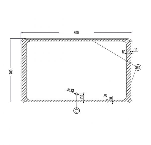 Зеркало Mirsant MADRID  80 см. 