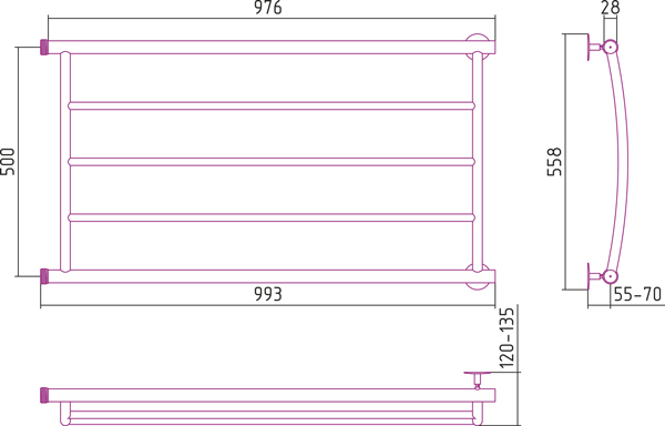Полотенцесушитель водяной Стилье МИНОР 00602-5010 500х1000 