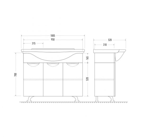 Тумба под раковину Mirsant КАМИЛЛА  100 см.  Тумба под раковину Mirsant КАМИЛЛА  100 см.