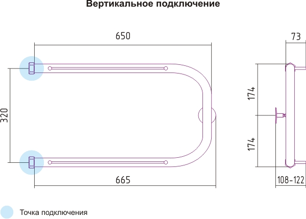 Полотенцесушитель водяной Сунержа П-образный 00-0004-3265 320х650 