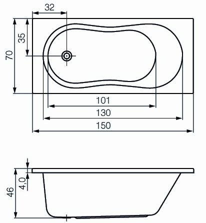 Ванна акриловая Cersanit NIKE 63346 150x70 см. 