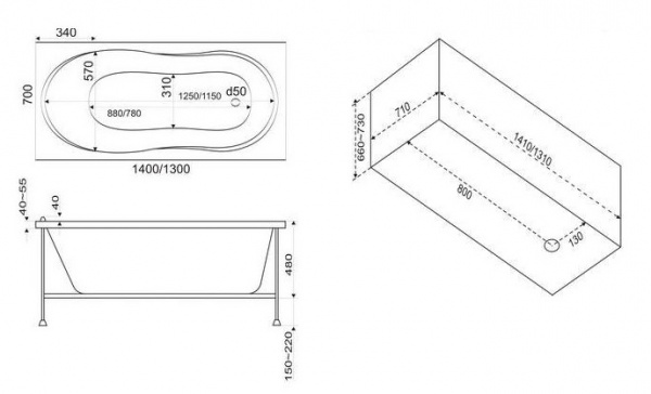 Ванна акриловая BAS ЛИМА ВС 00007 130x70 см.  Ванна акриловая BAS ЛИМА ВС 00007 130x70 см.