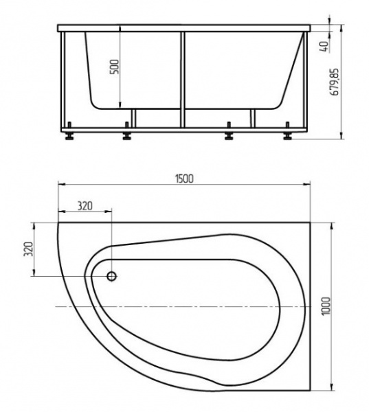 Ванна акриловая Aquatek ВИРГО  150x100 см. левая 
