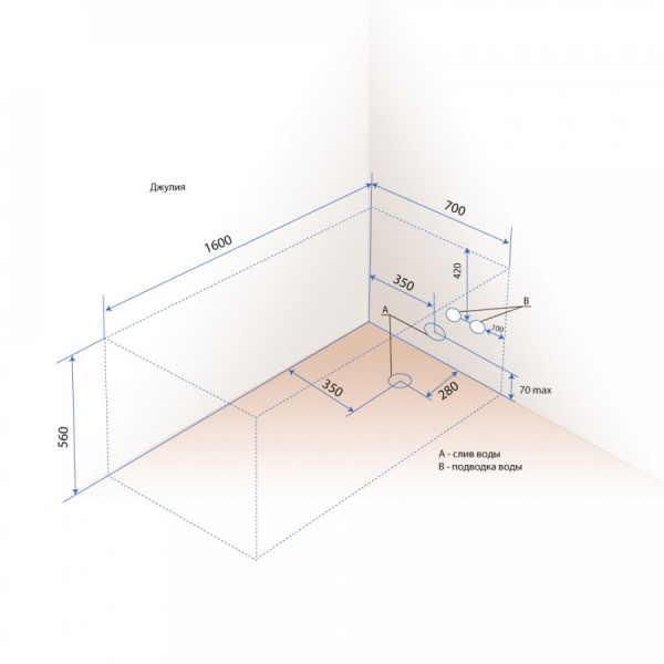 Ванна акриловая Triton ДЖУЛИЯ  160x70 см.  Ванна акриловая Triton ДЖУЛИЯ  160x70 см.