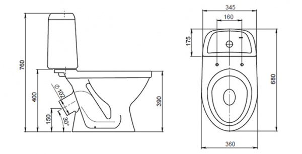 Унитаз-компакт Santeri ПРАЙМ 1.P205.4.S00.00B.F   Унитаз-компакт Santeri ПРАЙМ 1.P205.4.S00.00B.F