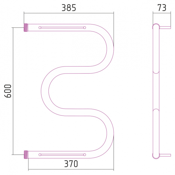 Полотенцесушитель водяной Стилье М-образный 00014-6040 600х400 