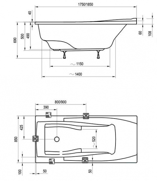 Ванна акриловая Ravak YOU C871200000  