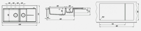 Мойка кухонная керамогранитная Florentina РОССАНА 20.335.E1000.303 100*51 см. мокко