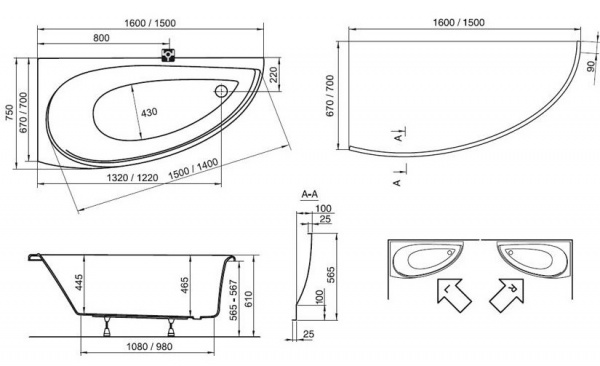 Ванна акриловая Ravak AVOCADO CQ01000000  
